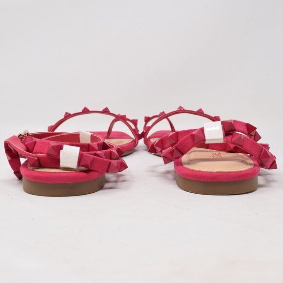 Shoe Dazzle Flat Sandals Worth The Hype Hot Pink 7.5 Studs Strappy New Toe Loop - Picture 5 of 12